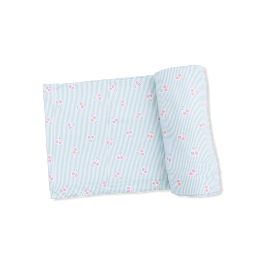 Tiny Cherry Stripe Swaddle Blanket