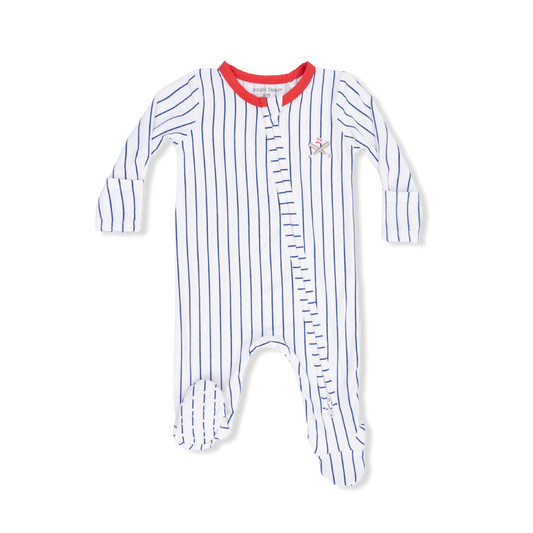 Baseball Stripe Zip Footie