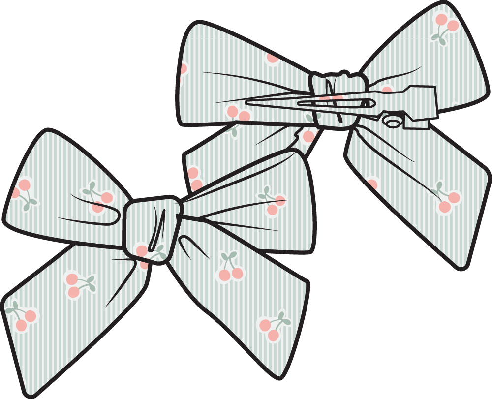 Tiny Cherry Stripe 2 Pack Bow Clips