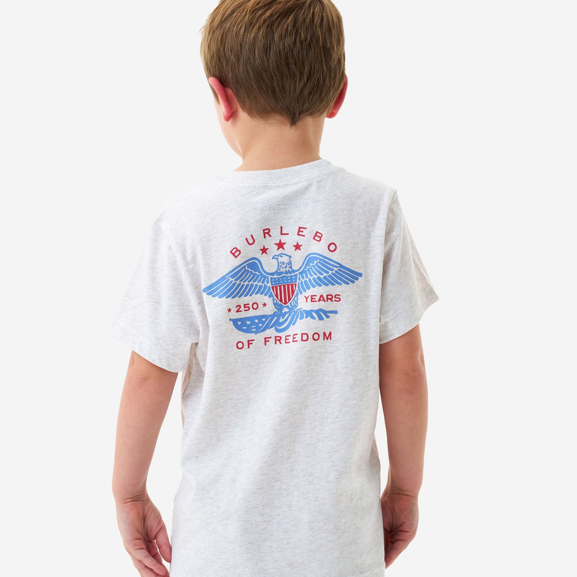 Burlebo Eagle Outdoors Heather Oatmeal youth T-shirt featuring a casual design and comfortable fit for kids.