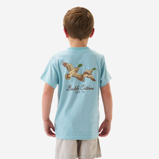 Flying Mallards Heather Sky Blue Youth Tee