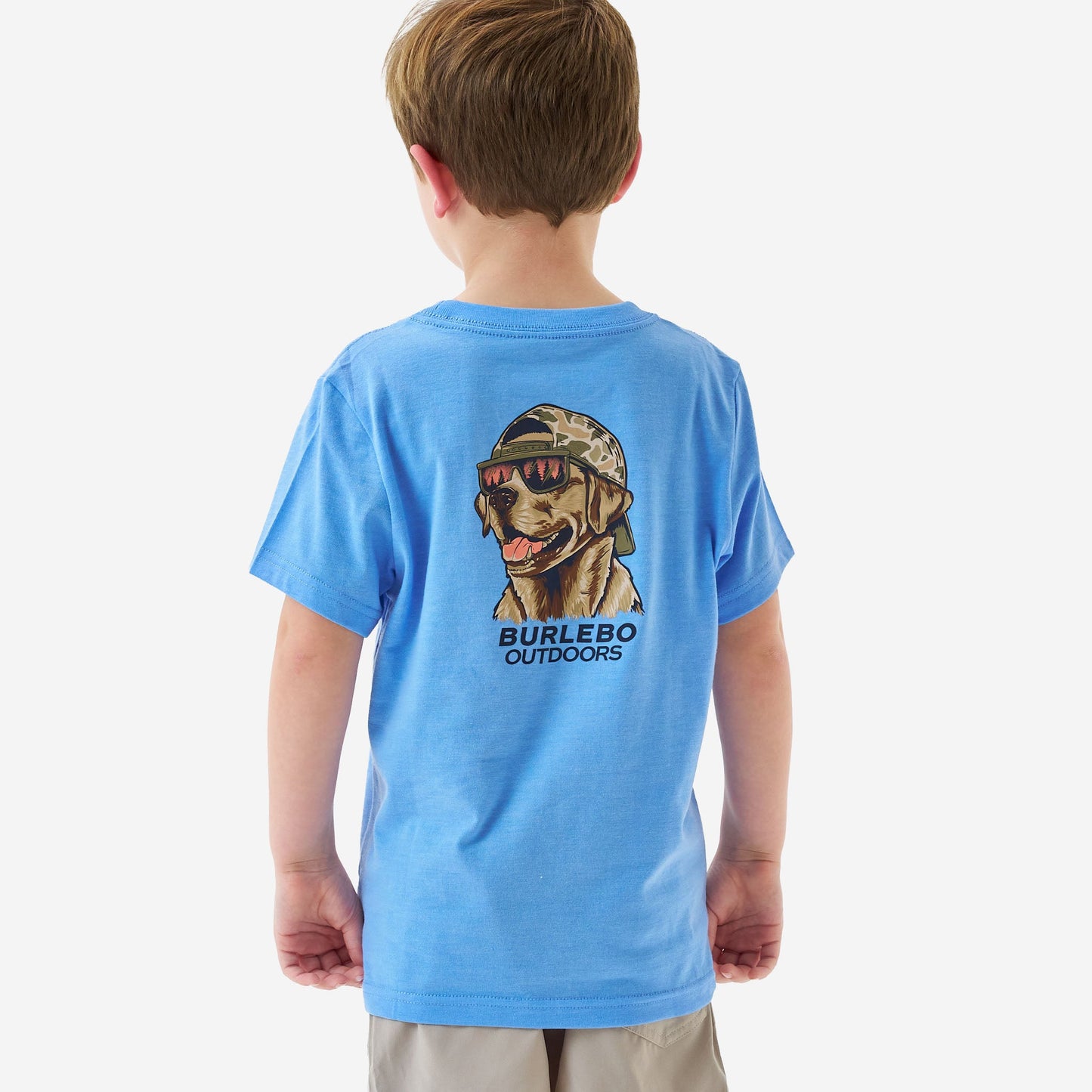 Mallard Camo Dog Heather Periwinkle Youth Tee