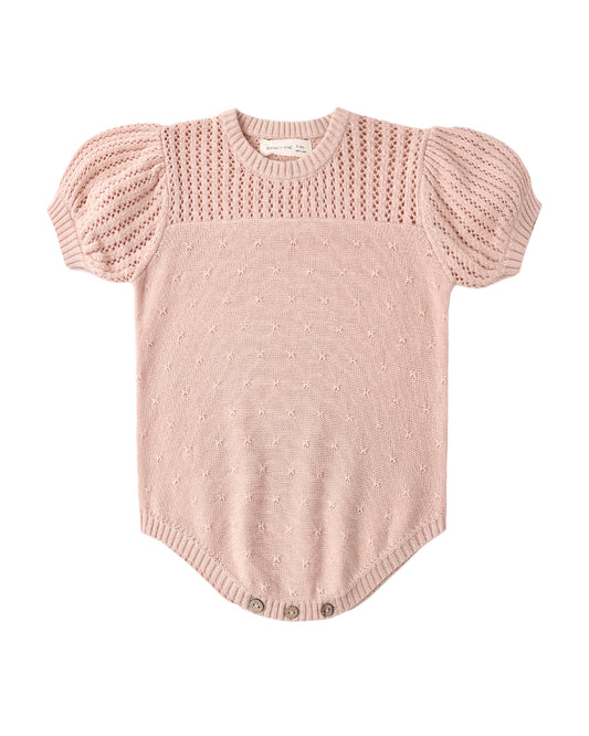 Melon Pointelle Knit Romper