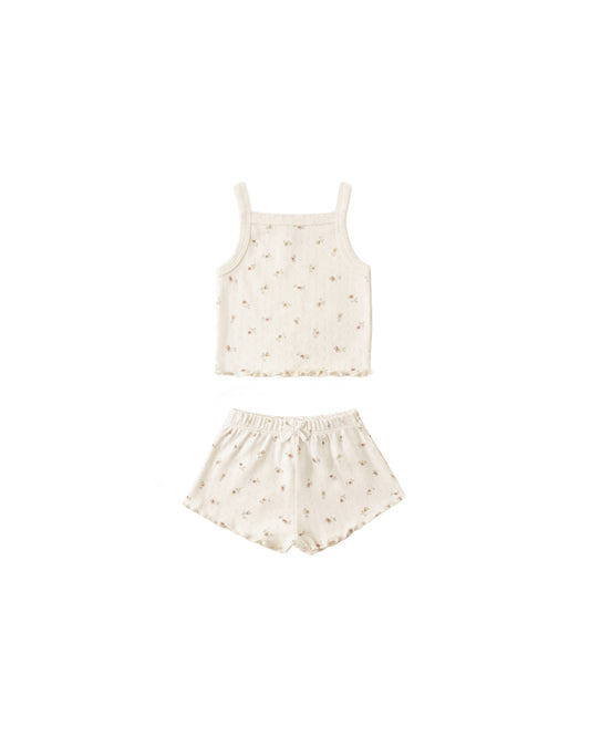 Petit Fleur Pointelle Tank +Shortie Set