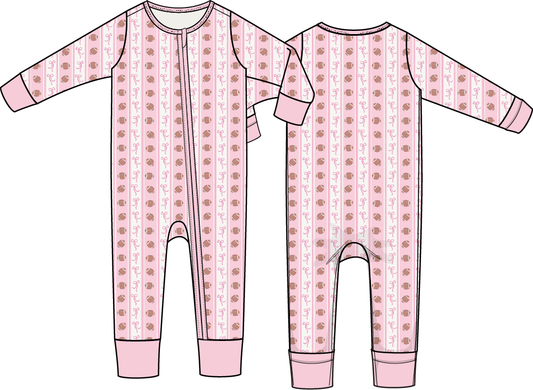 Angel Dear football bow stripe zip convertible romper for babies, featuring playful bow and stripe design in soft fabric.