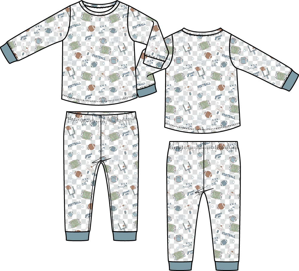 Angel Dear football check long sleeve loungewear set featuring a cozy top and matching pants in a casual, stylish design.