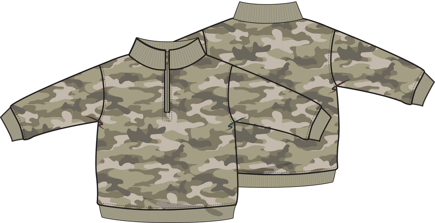 Camo French Terry Half Zip Sweatshirt