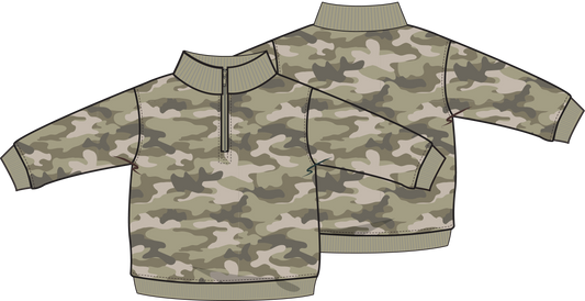 Camo French Terry Half Zip Sweatshirt