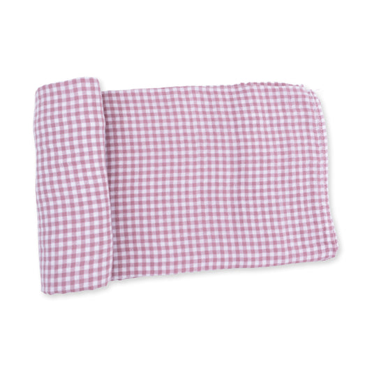 Berry Gingham Swaddle Blanket
