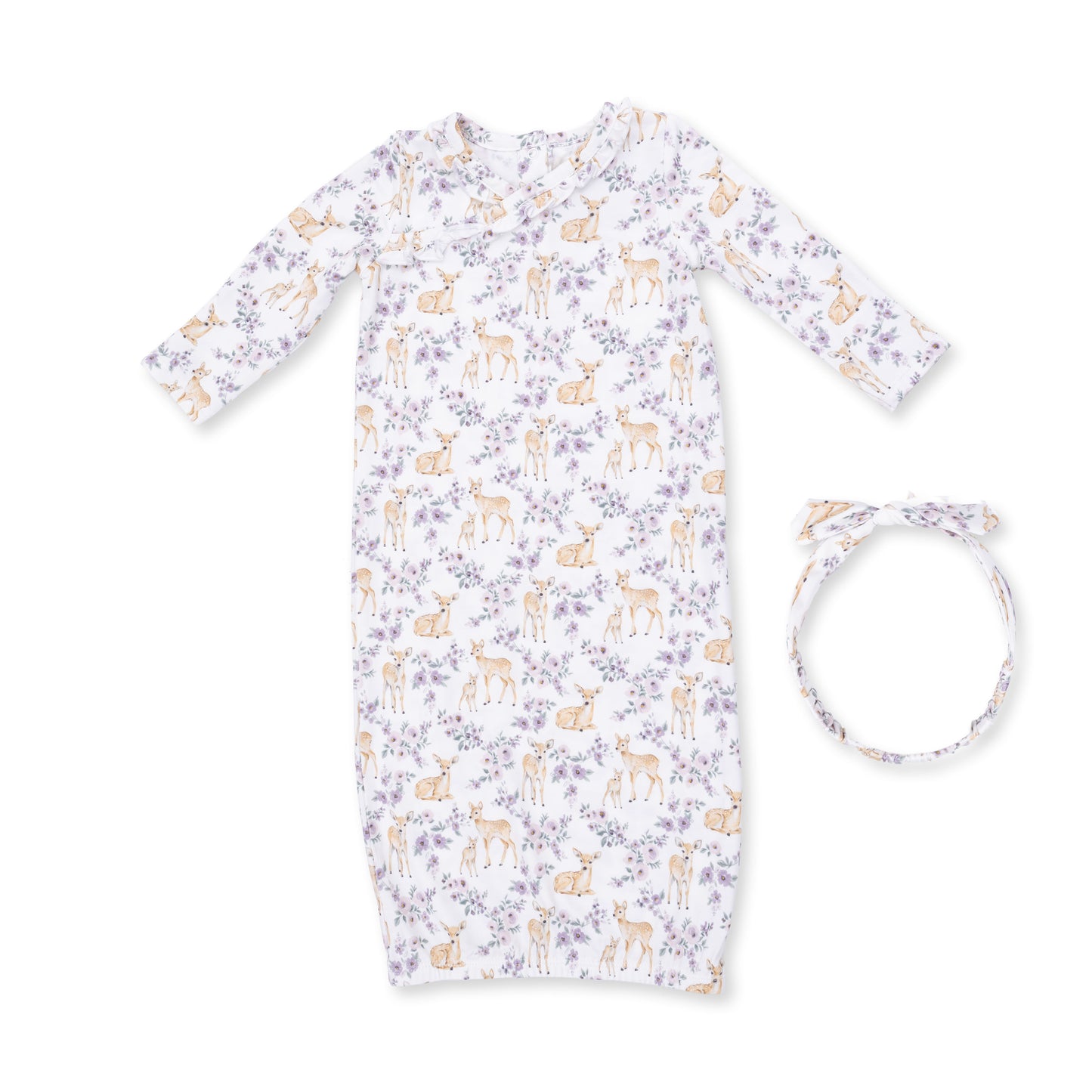 Floral Deer Kimono Gown & Knot Headband