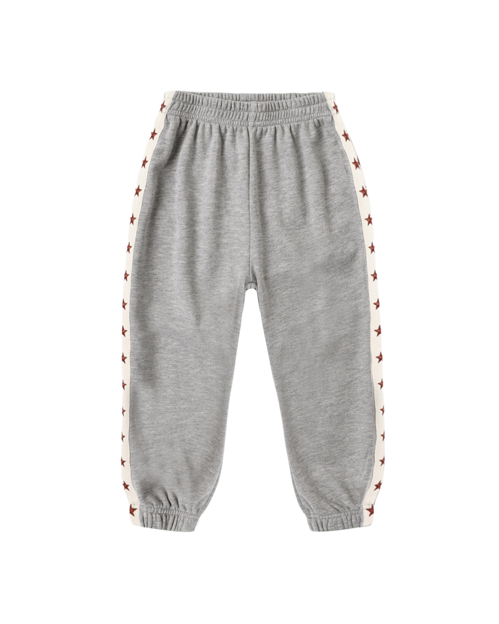 Heathered dusty blue Rylee & Cru paneled sweatpants with relaxed fit and soft fabric, shown on a plain background.