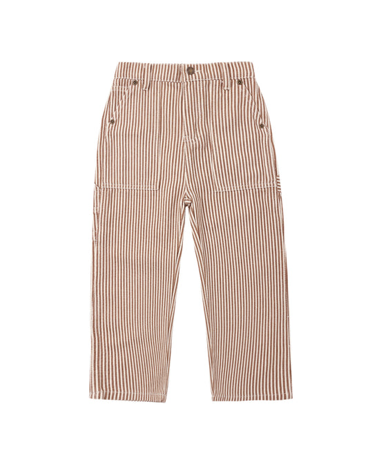Rylee & Cru Clay Stripe Utility Pant, kids' casual pants with earthy tones and striped pattern, featuring functional pockets.