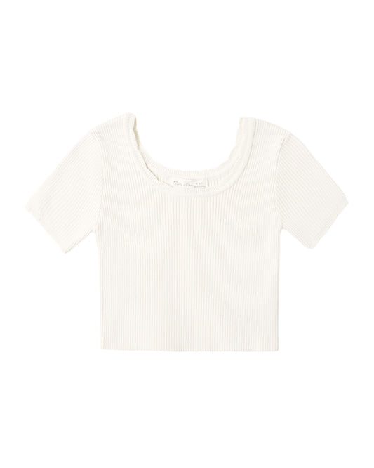 Natural scallop-edged tee by Rylee & Cru featuring soft fabric and a relaxed fit, displayed on a neutral background.