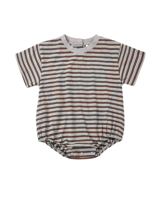 Vintage Stripe Relaxed Bubble Romper by Rylee & Cru featuring colorful striped pattern and soft, comfortable fabric.