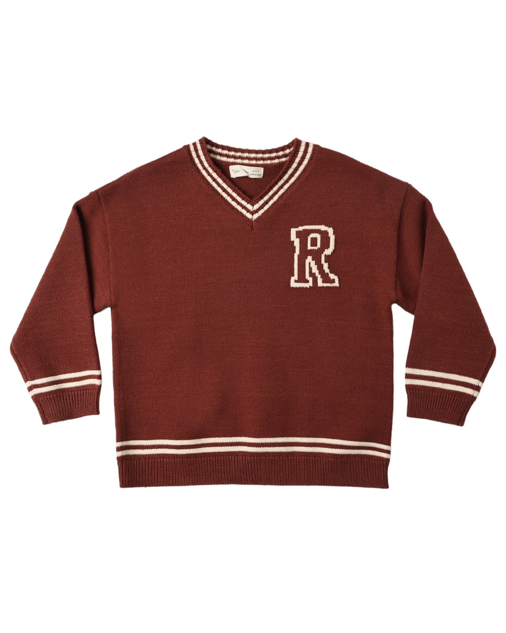 Redwood sweater by Rylee & Cru in brick color, featuring a cozy knit fabric and stylish design for kids.