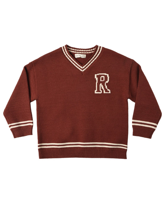 Redwood sweater by Rylee & Cru in brick color, featuring a cozy knit fabric and stylish design for kids.