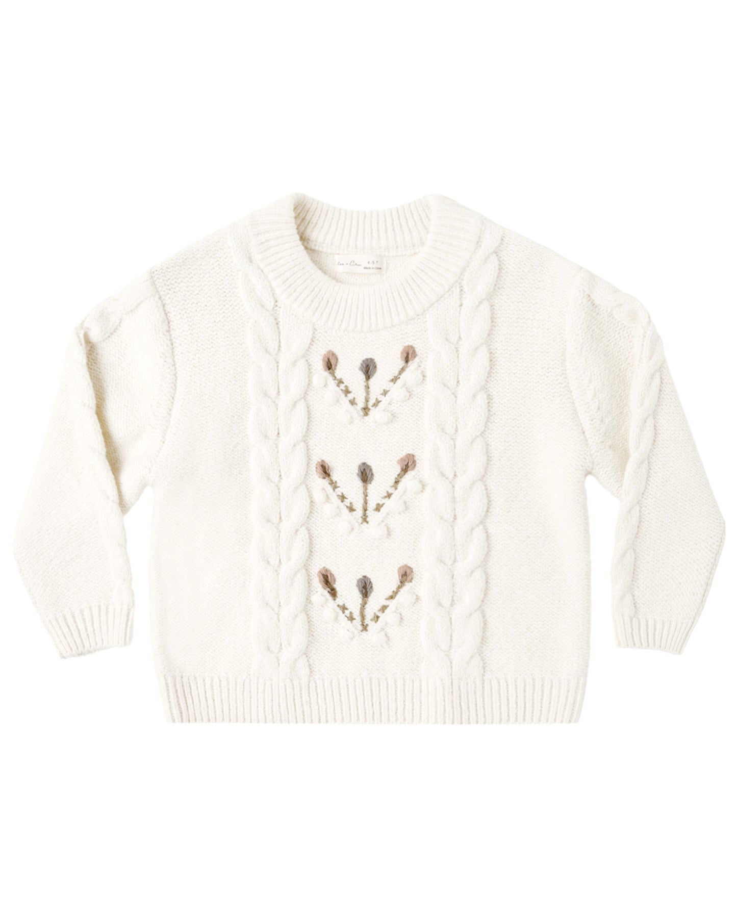 Rylee & Cru Natural Reagan Sweater shown on a child, soft knit fabric in a cozy, neutral tone with long sleeves and a relaxed fit.