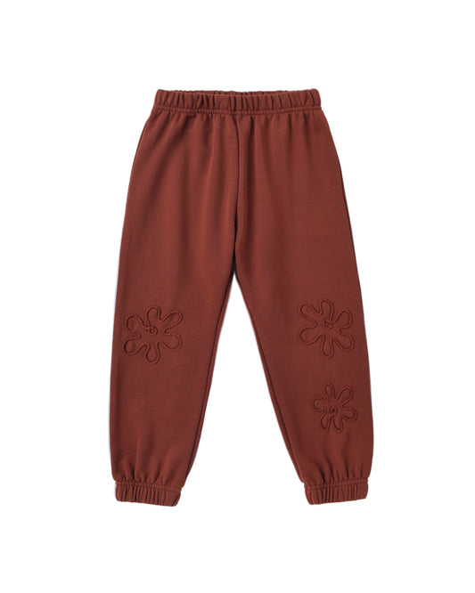Rylee & Cru Brick Baggy Sweatpants with relaxed fit and soft fabric, displayed on a hanger with a neutral background.