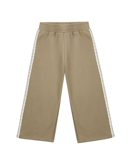 Rylee & Cru olive wide-leg sweatpants displayed on a hanger, showcasing the relaxed fit and soft fabric.