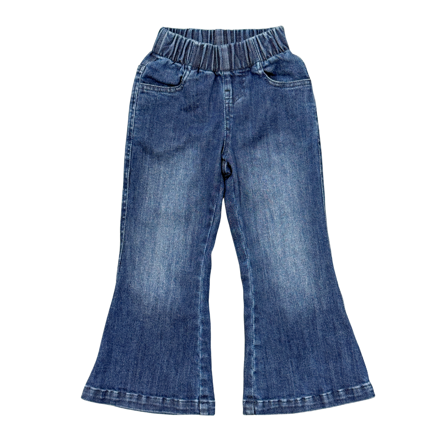 Babysprouts flare denim pants with a high-waist design and stitched detailing, shown in a stylish casual fit.