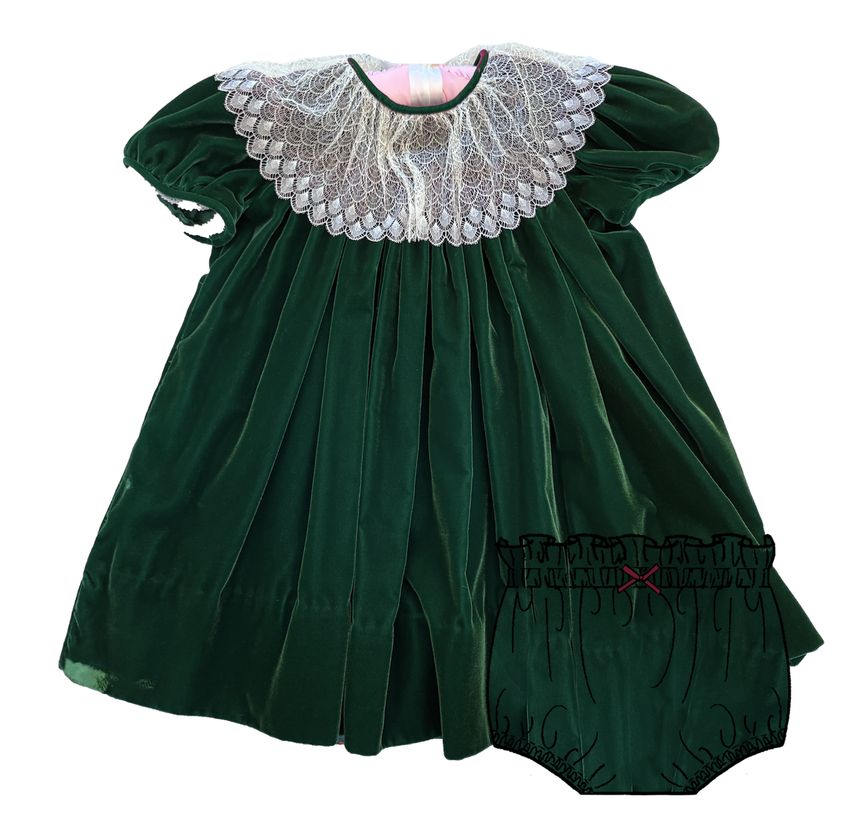 Evergreen Velour Baby Girls Caroline Dress Set