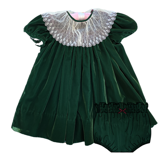 Evergreen Velour Baby Girls Caroline Dress Set