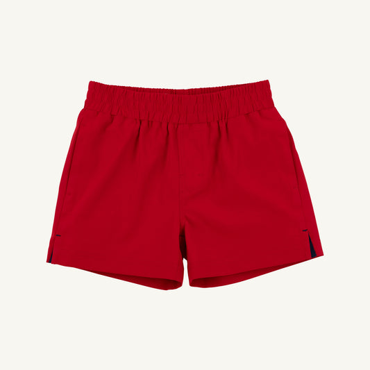 Richmond Red PrepleticTM Sheffield Shorts by The Beaufort Bonnet Company, featuring bright red fabric and tailored fit for kids.
