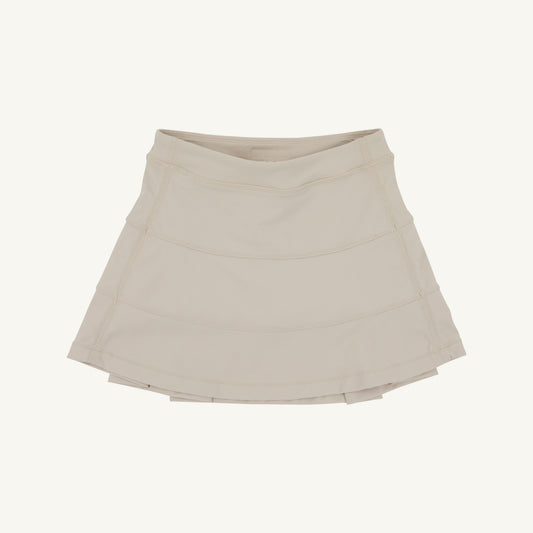 Keeneland khaki and palmetto pearl prepletic prep school skort by The Beaufort Bonnet Company, with pleated design and side pockets.