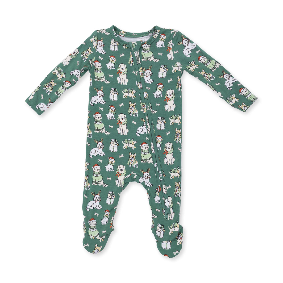 Christmas Dogs Two Way Zipper Footie
