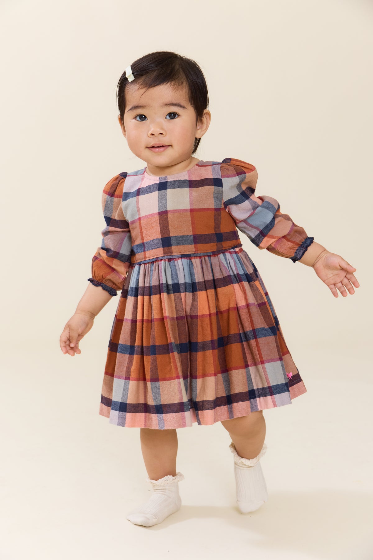 Hayride Plaid Baby Girls Mae Dress Set