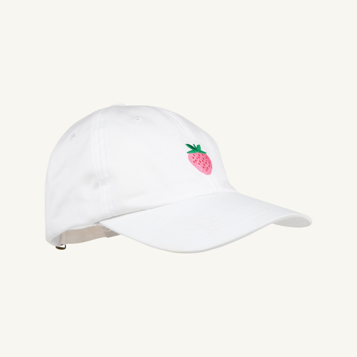 White and strawberry Covington cap by The Beaufort Bonnet Company, featuring a classic design and soft fabric.