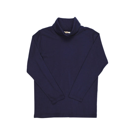Nantucket Navy Tatum's Turtleneck Shirt by The Beaufort Bonnet Company, featuring a classic navy turtleneck and soft fabric.