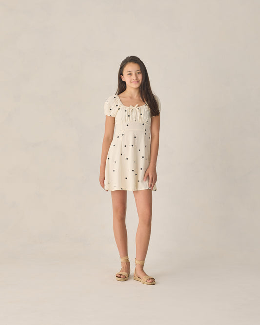 Teen polka dot Ivy dress by Rylee & Cru, featuring a stylish sleeveless design with playful polka dot pattern and comfortable fit.
