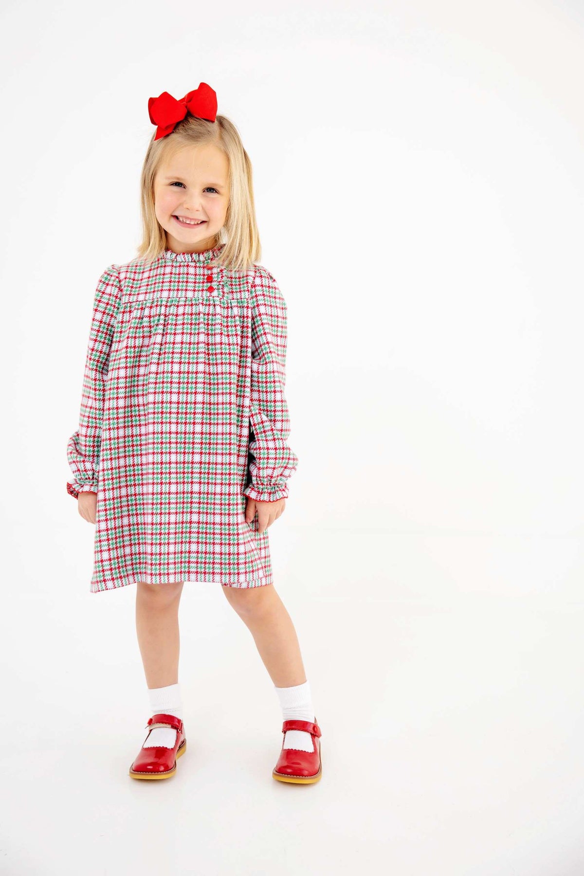 Wicker Park Plaid/Richmond Red Long Sleeve Mary Baker Day Dress