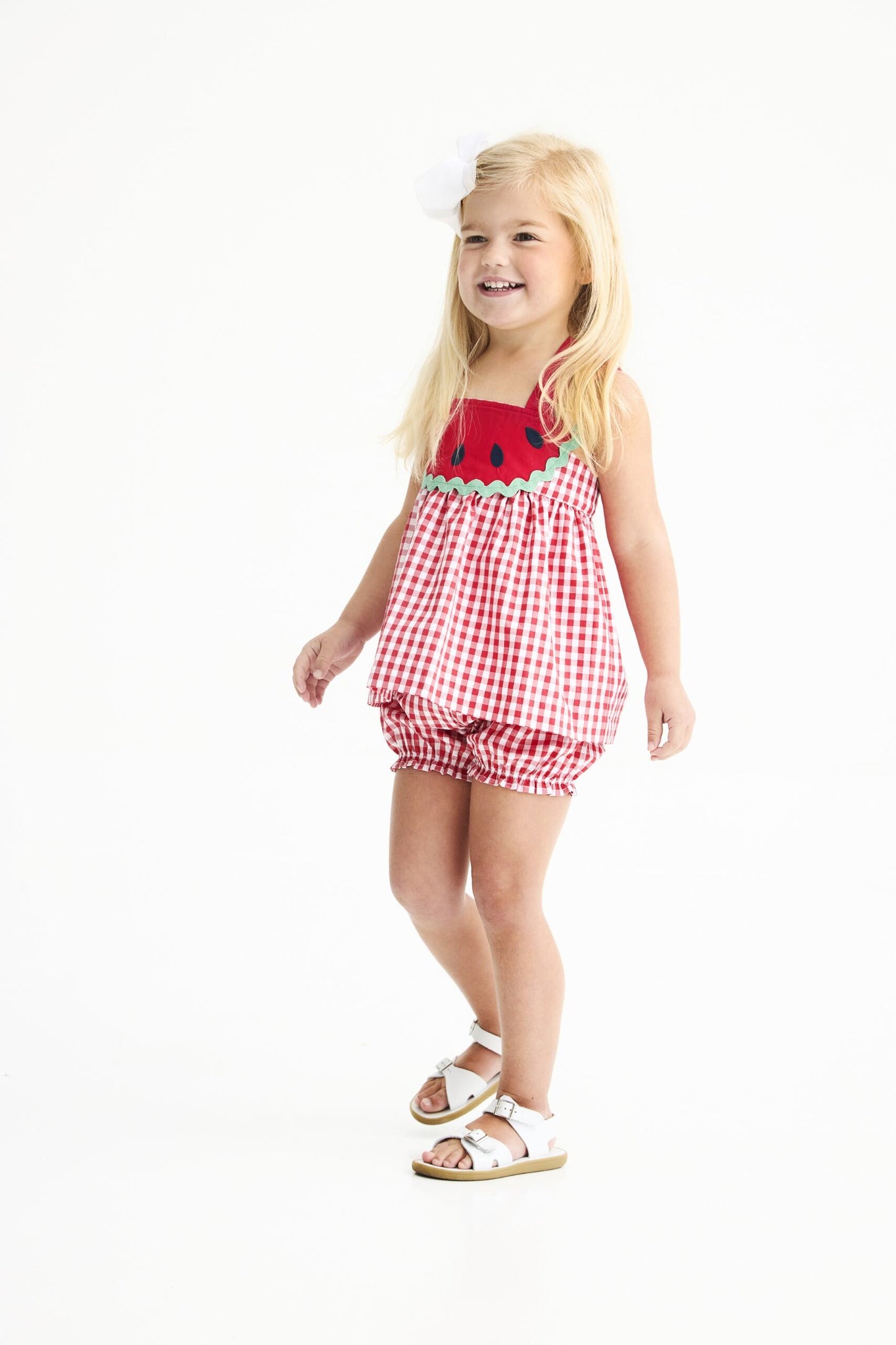 Richmond Red Gingham Nancy's novelty set by The Beaufort Bonnet Company featuring a red gingham pattern for children.