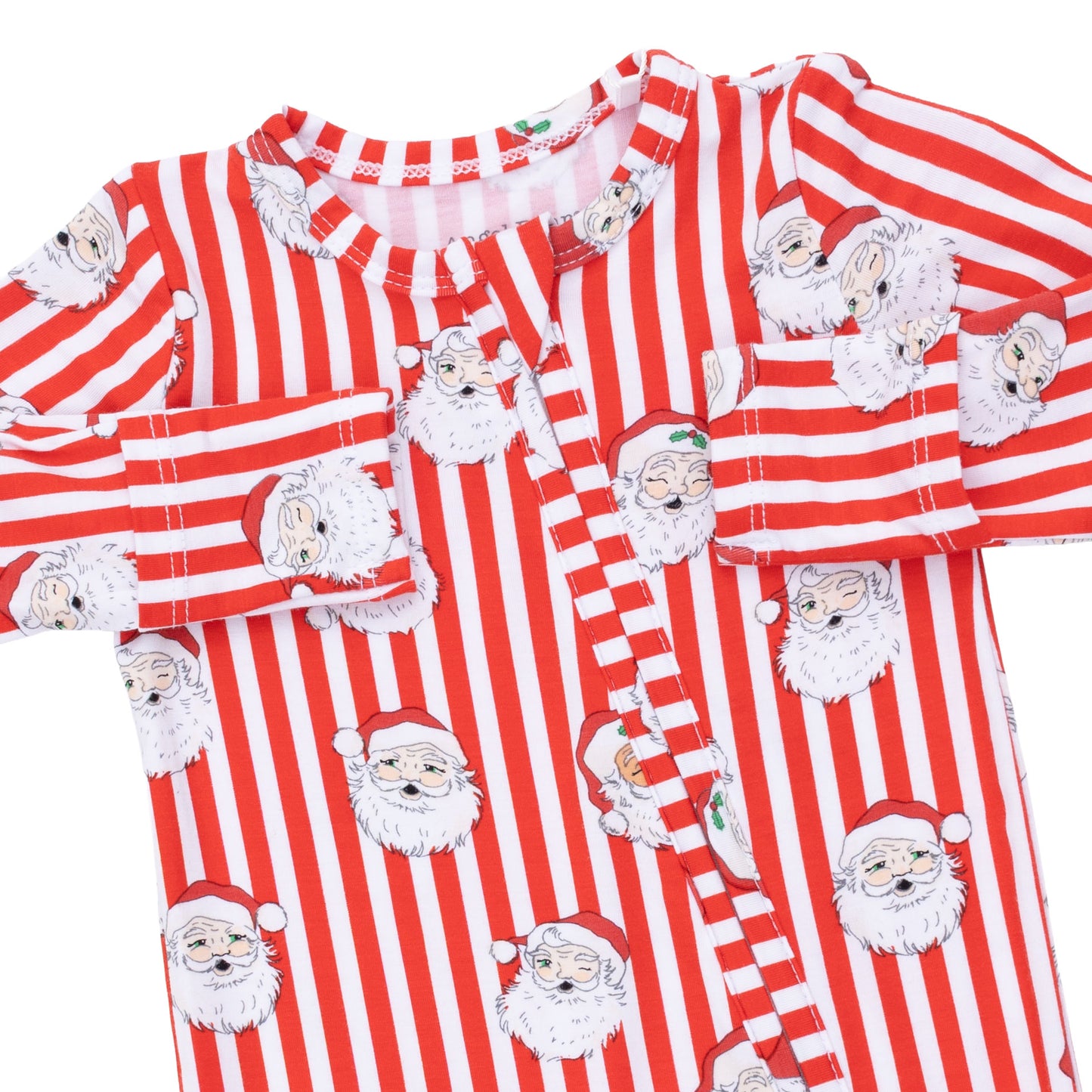 Vintage Santa Stripe Two Way Zipper Footie