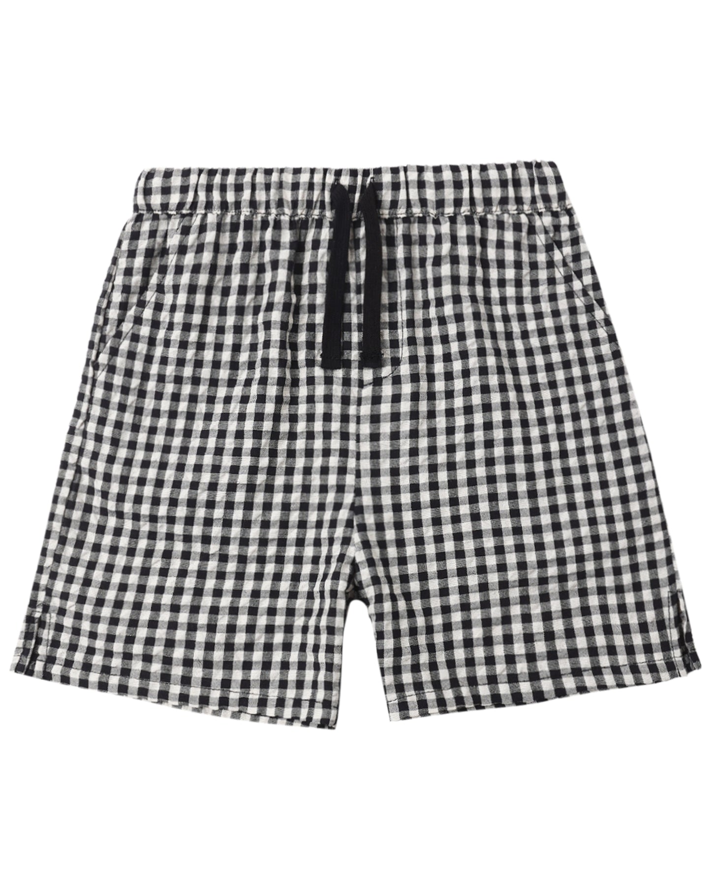 Rylee & Cru black check Perry shorts for kids, featuring a stylish checkered pattern and comfortable fit.