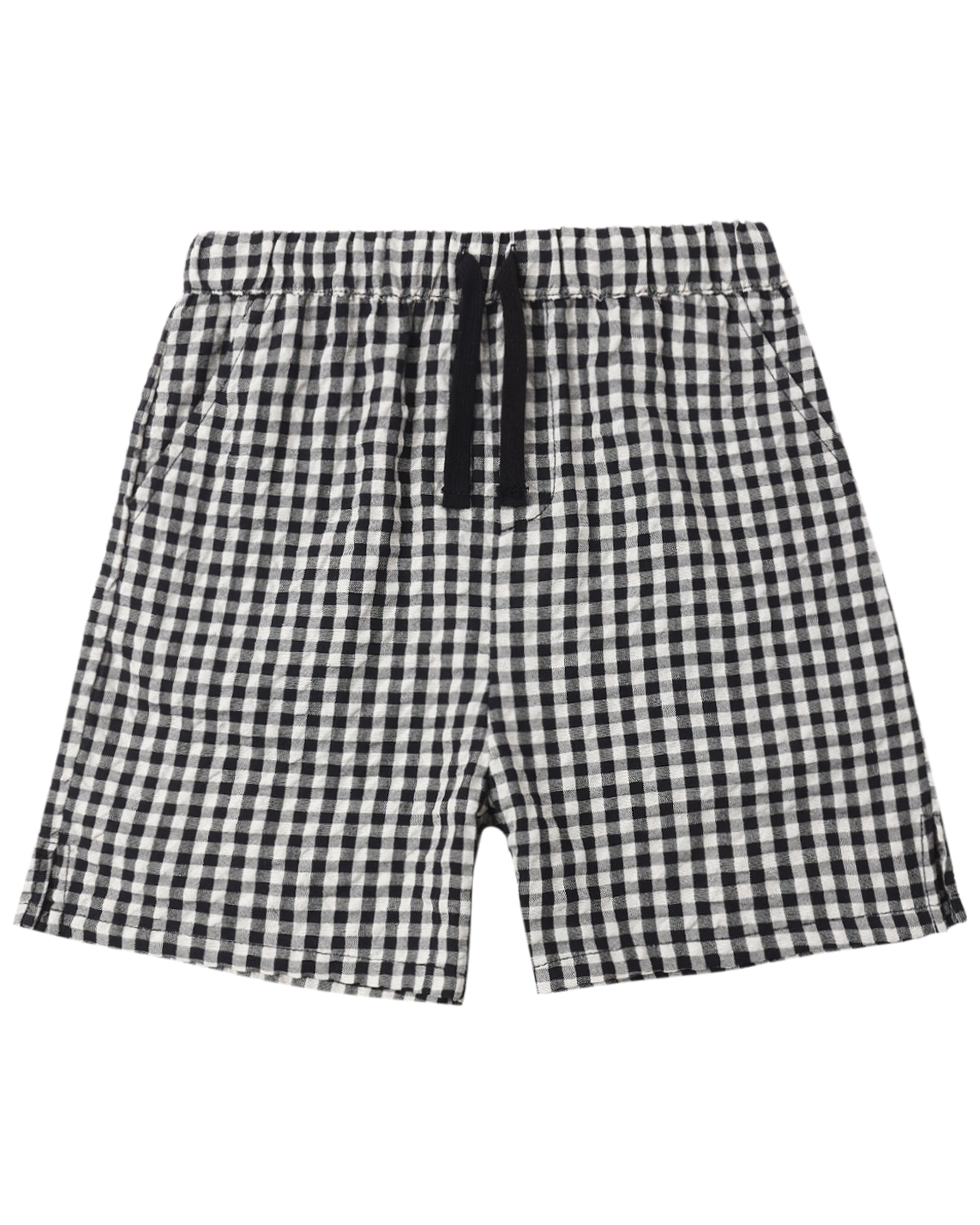 Rylee & Cru black check Perry shorts for kids, featuring a stylish checkered pattern and comfortable fit.