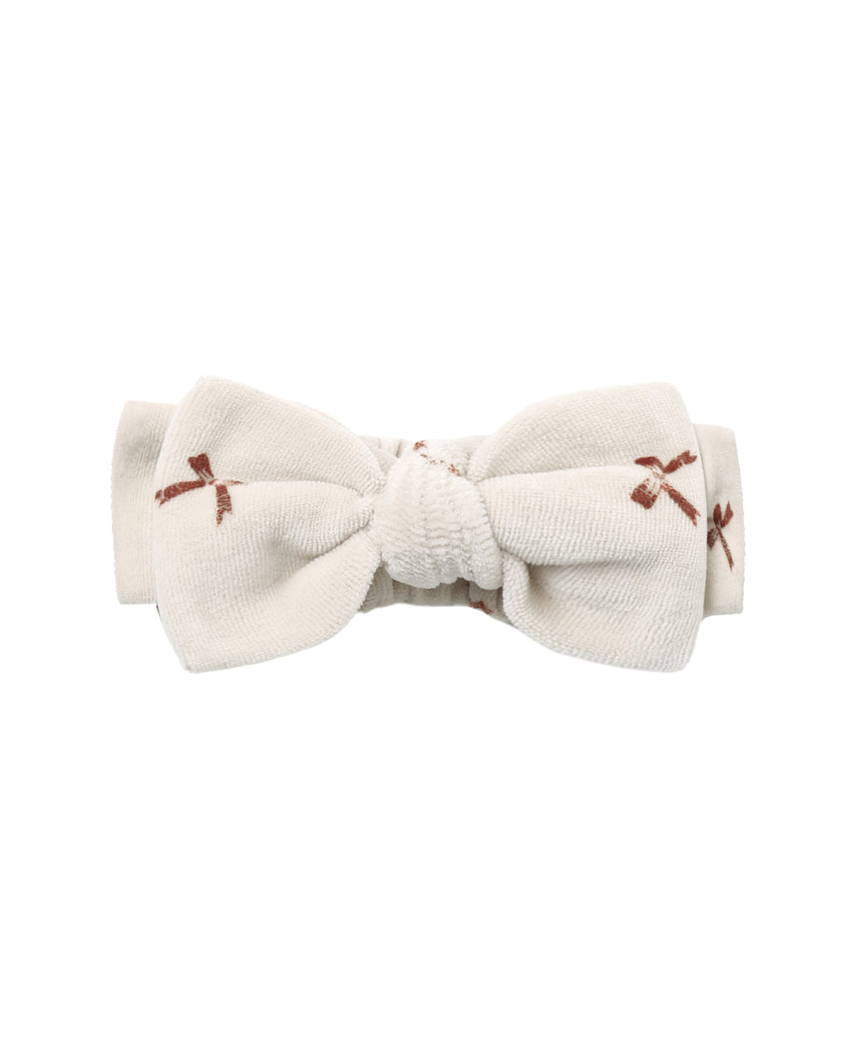 Red velour bow headband by Quincy Mae featuring a large, soft bow for a cute, comfortable accessory for little ones.