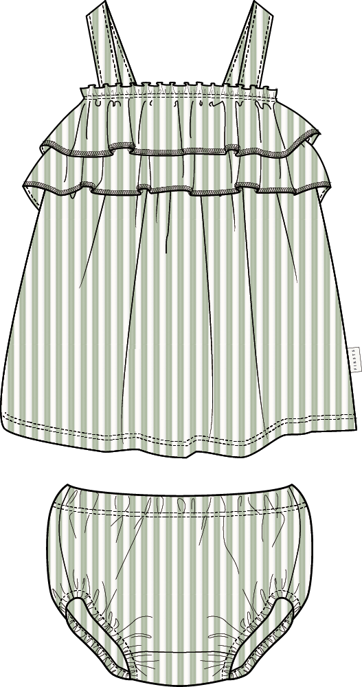 Light Green Stripe Bloomer Set