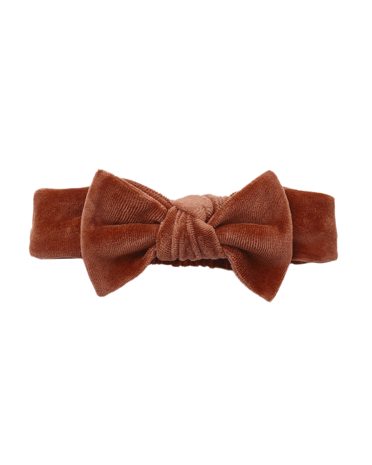 Redwood Velour Bow Headband by Quincy Mae, soft velour fabric with a large bow, perfect for babies and toddlers.