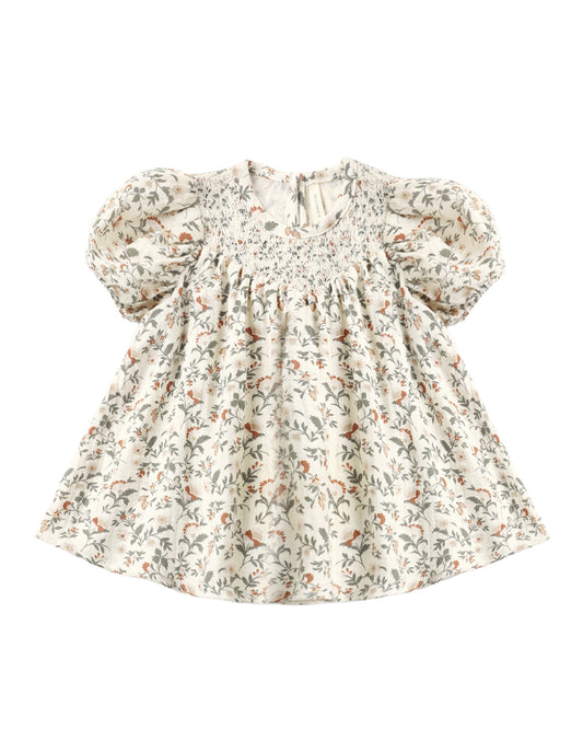 Quincy Mae Holiday Floral Carina Dress for girls, featuring a colorful floral pattern and soft fabric, suitable for festive occasions.