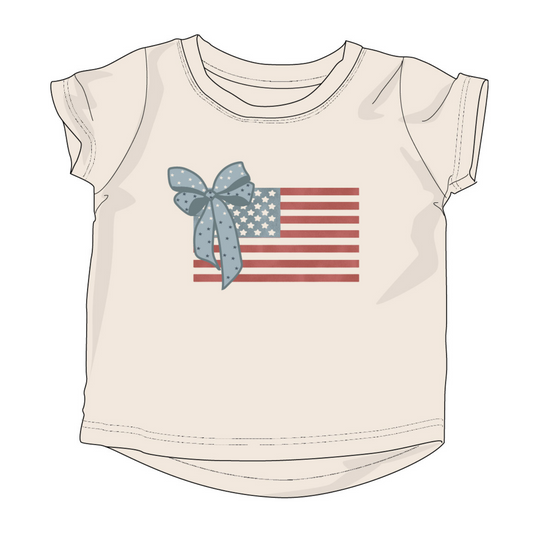 Baby girls' short sleeve tee by Babysprouts featuring an American flag design on soft fabric.