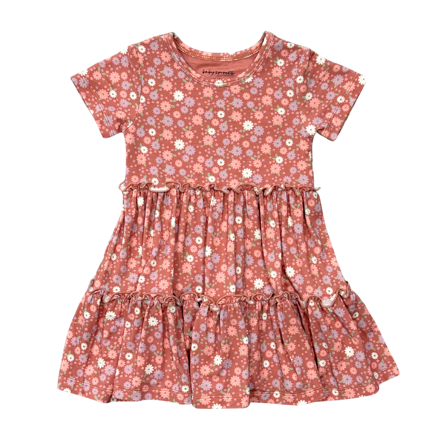 Tiny Petals Short Sleeve Double Tiered Dress