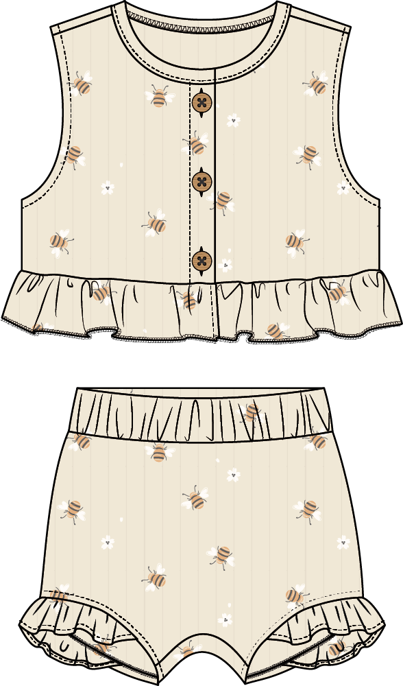 Beige Bee Bloomer Set
