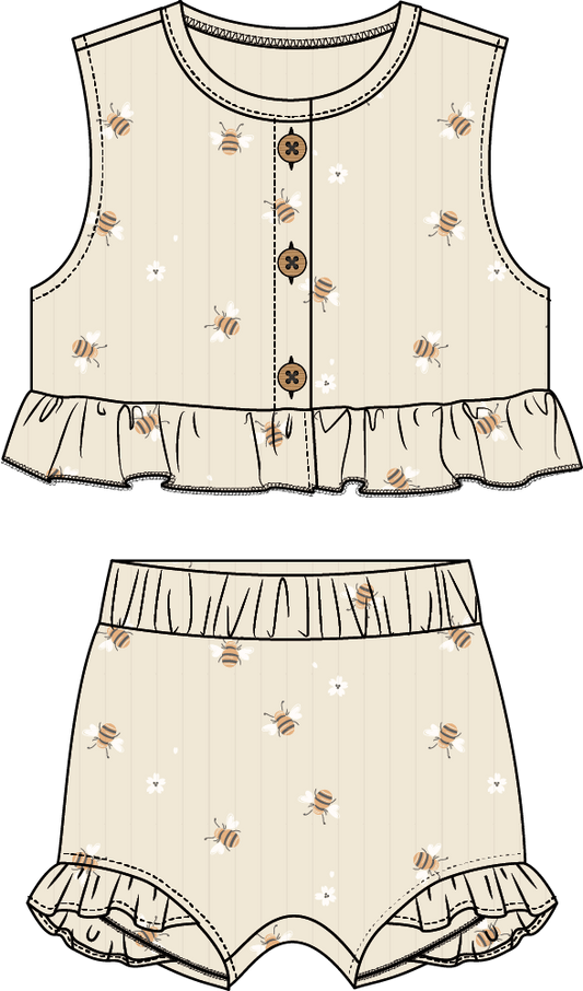 Beige Bee Bloomer Set