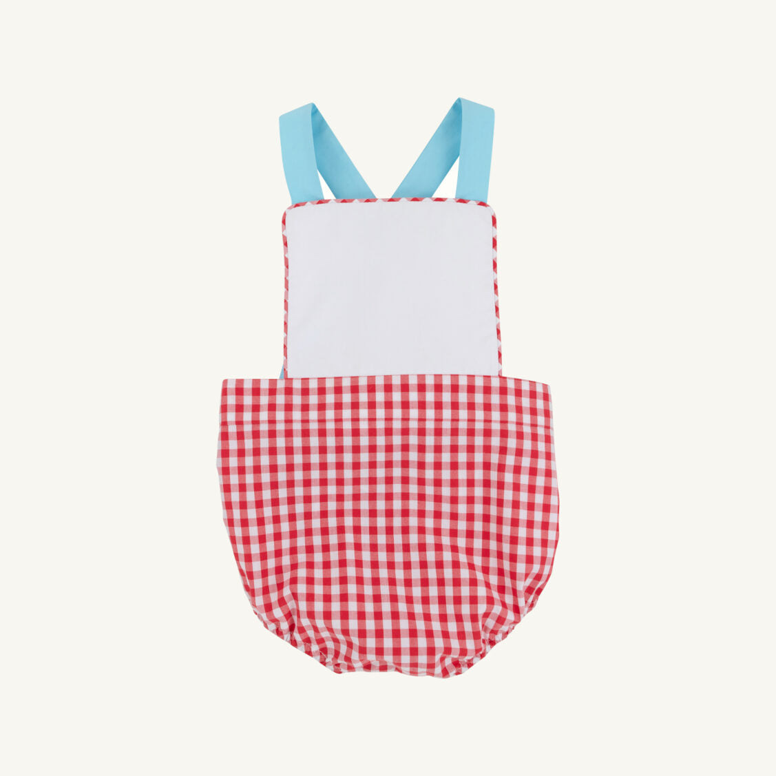 Richmond Red Gingham and Worth Ave White Sayre Sunsuit for babies, featuring a classic gingham pattern and adorable sun protection design.