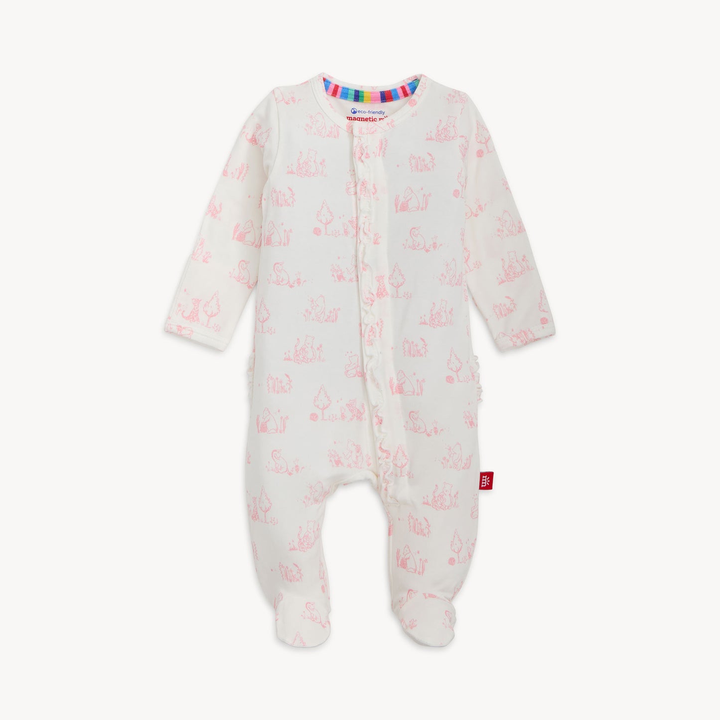 Magnetic Me Sweeter Than Honey magnetic footie for babies with ruffle detail, soft fabric, and snap closures for easy dressing.