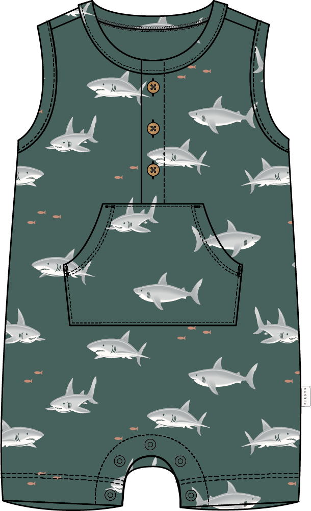 Teal Shark Romper