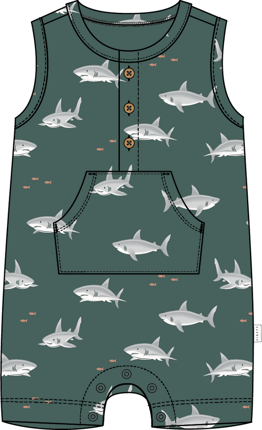 Teal Shark Romper
